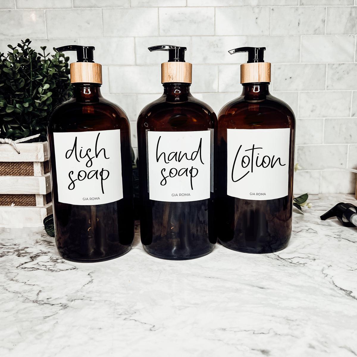 32oz Glass Amber Dispensers