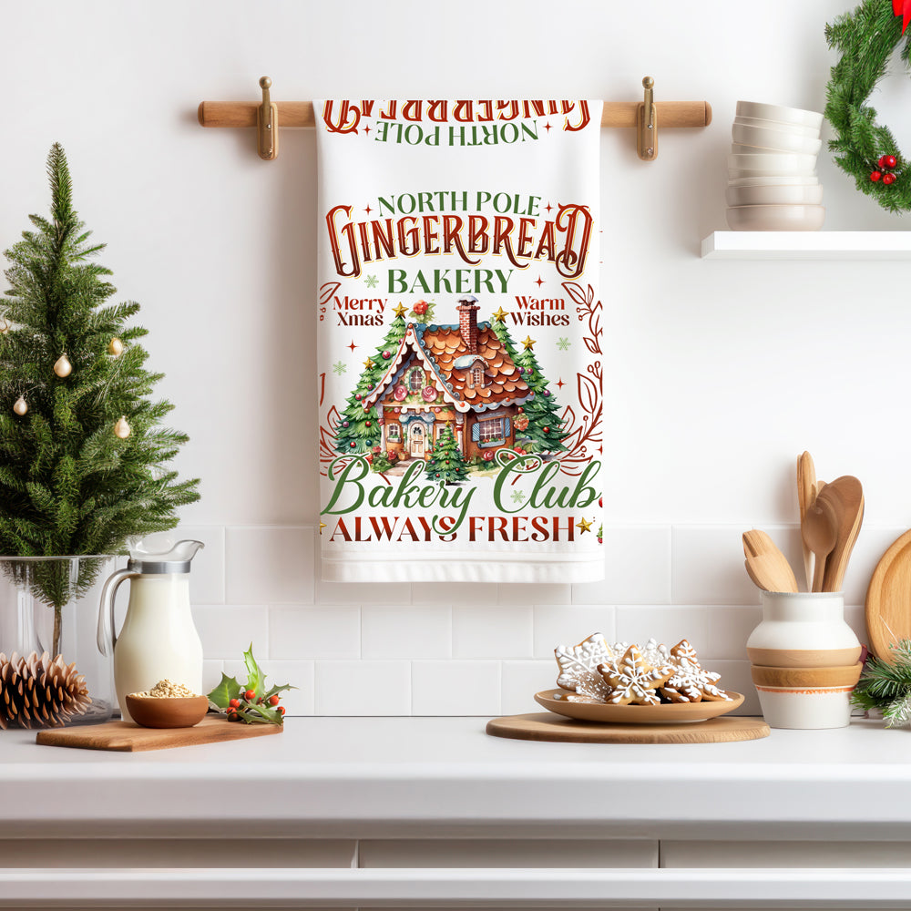 Adorable gingerbread kitchen towel
Sweet Christmas kitchen decor accessories
Magical holiday kitchen towel design
Enchanting Christmas kitchen towel