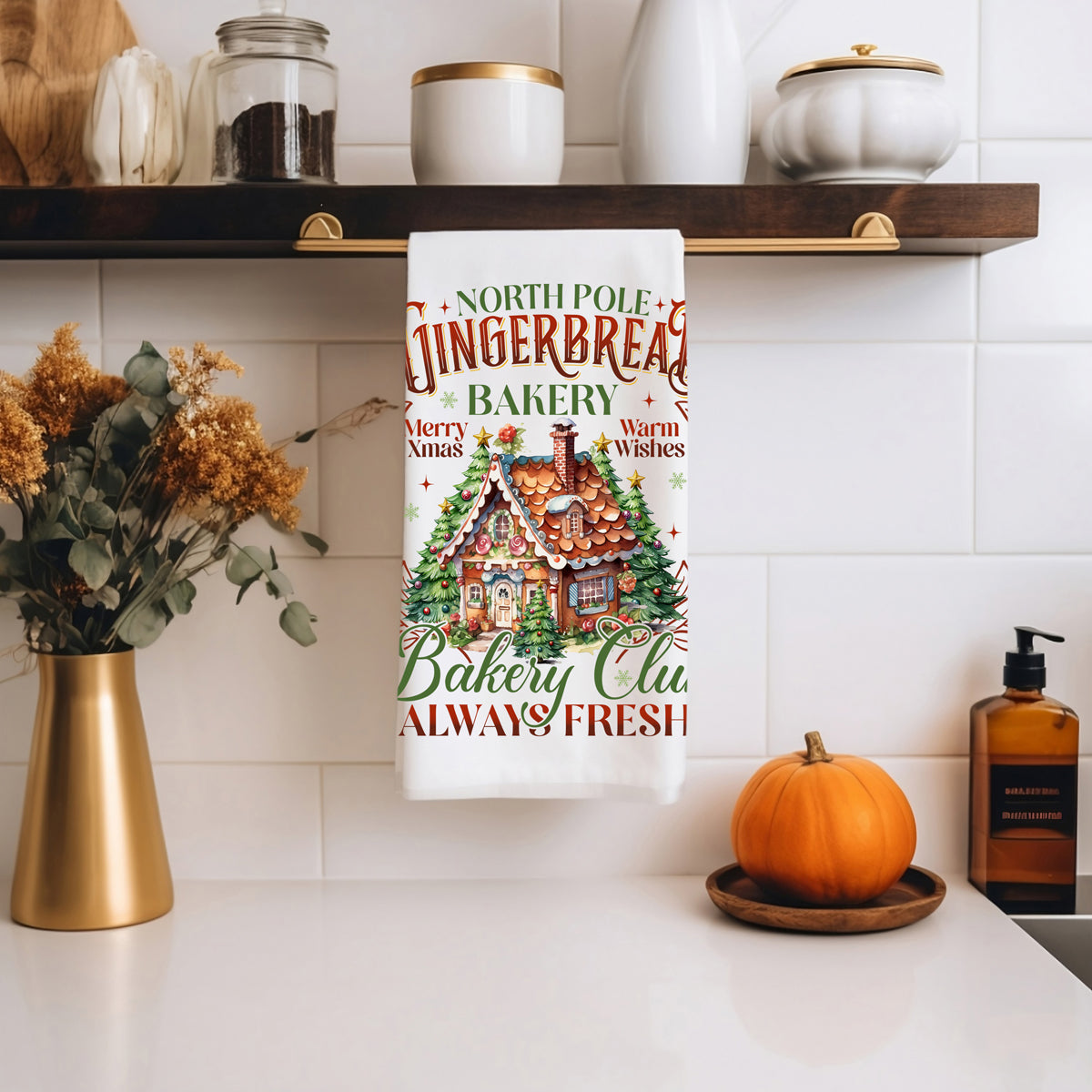 Curated holiday kitchen towel gingerbread
Specialty Christmas kitchen towel bakery
North Pole gingerbread bakery kitchen towel