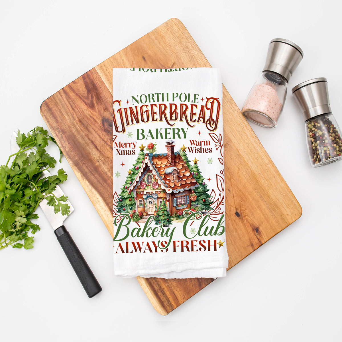 Holiday baking kitchen towel gingerbread house
Christmas kitchen towel gingerbread bakery design
Festive gingerbread kitchen towel cotton material