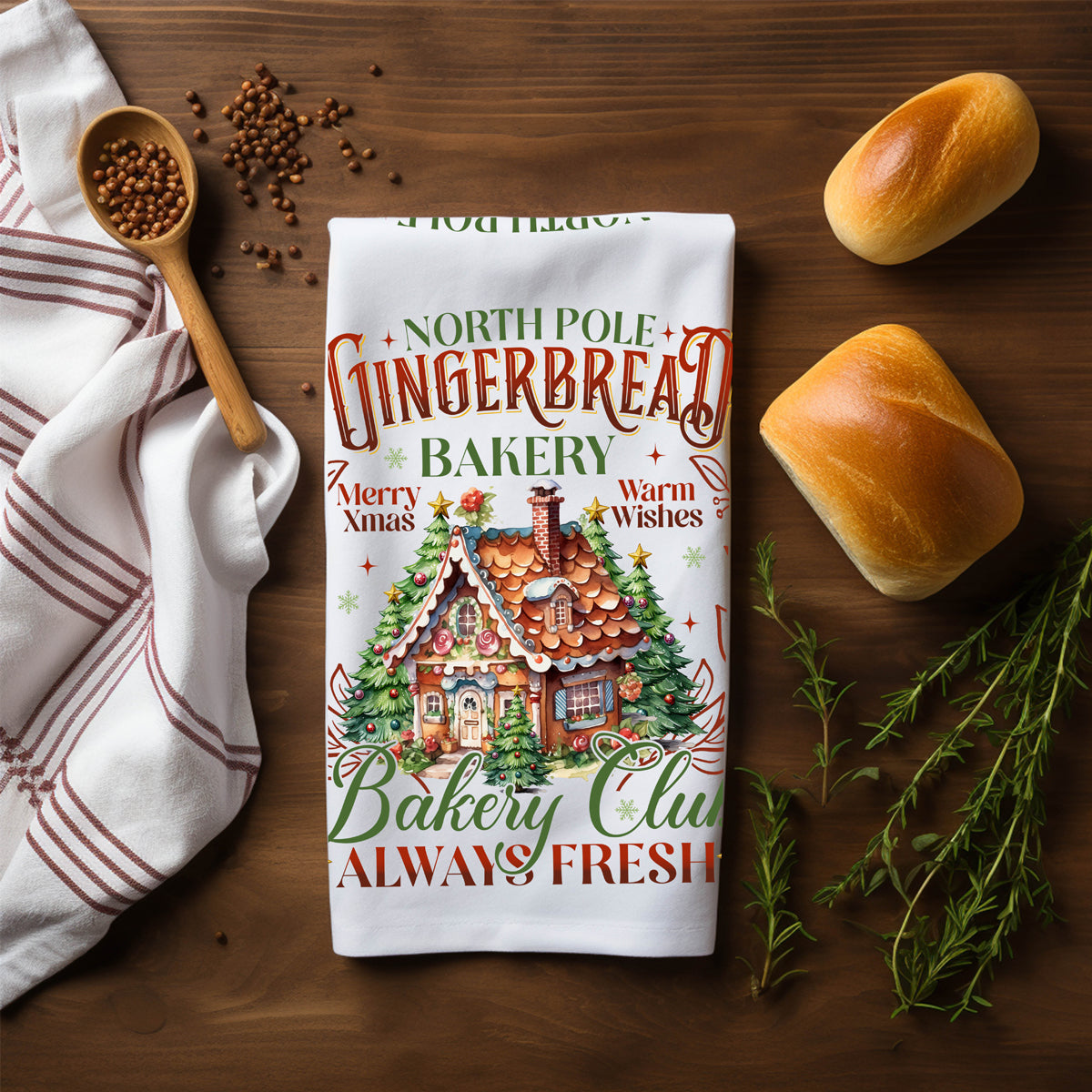 Gingerbread themed kitchen towel holiday
Cute gingerbread kitchen towel design
Gingerbread cottage kitchen towel Christmas
