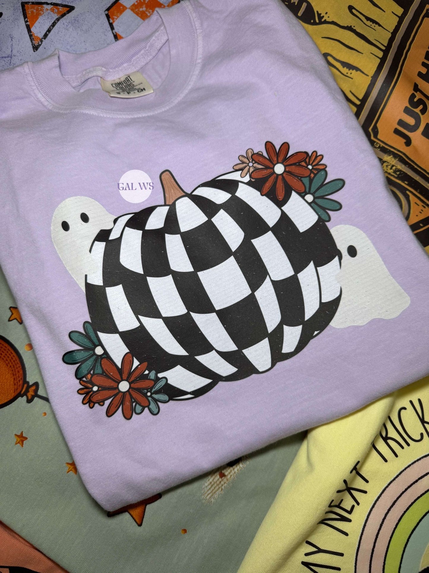 Checkered Pumpkin & Ghosts Tee/Sweatshirt