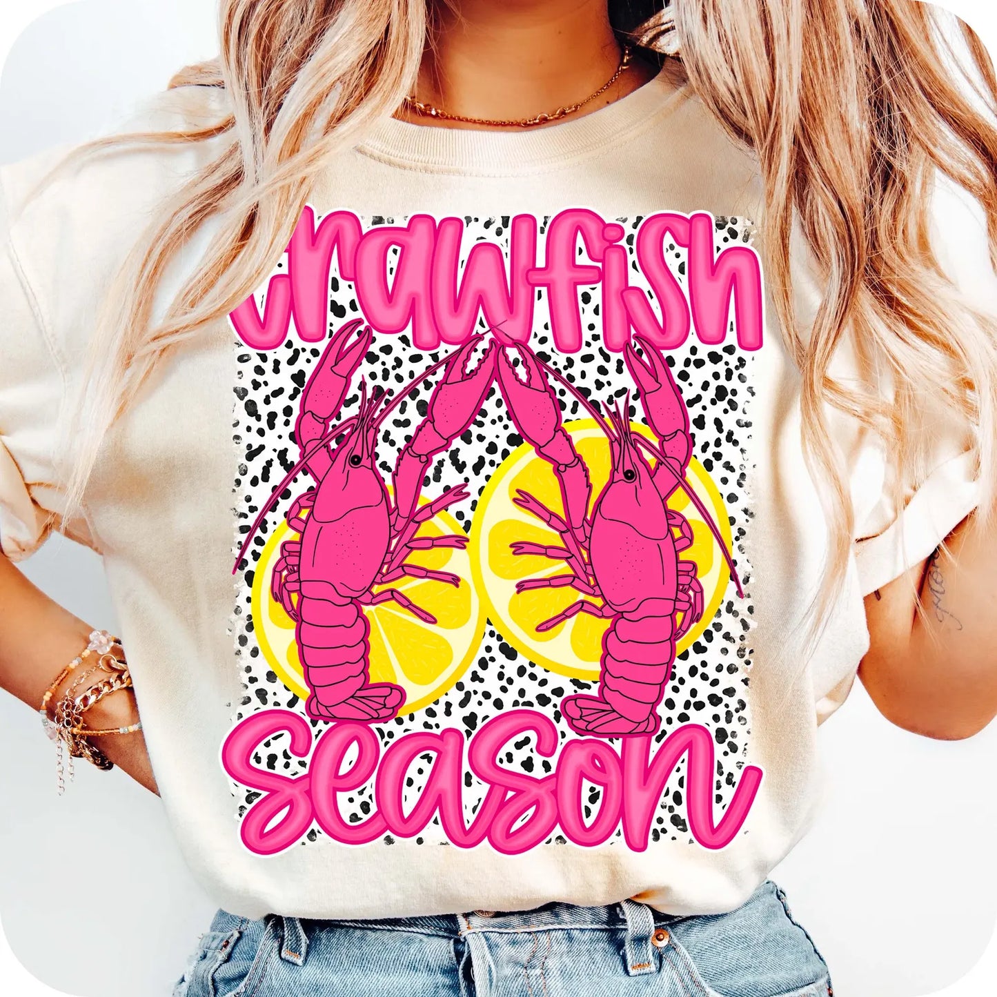 Crawfish Season Pink Dalmatian Tee/Sweatshirt