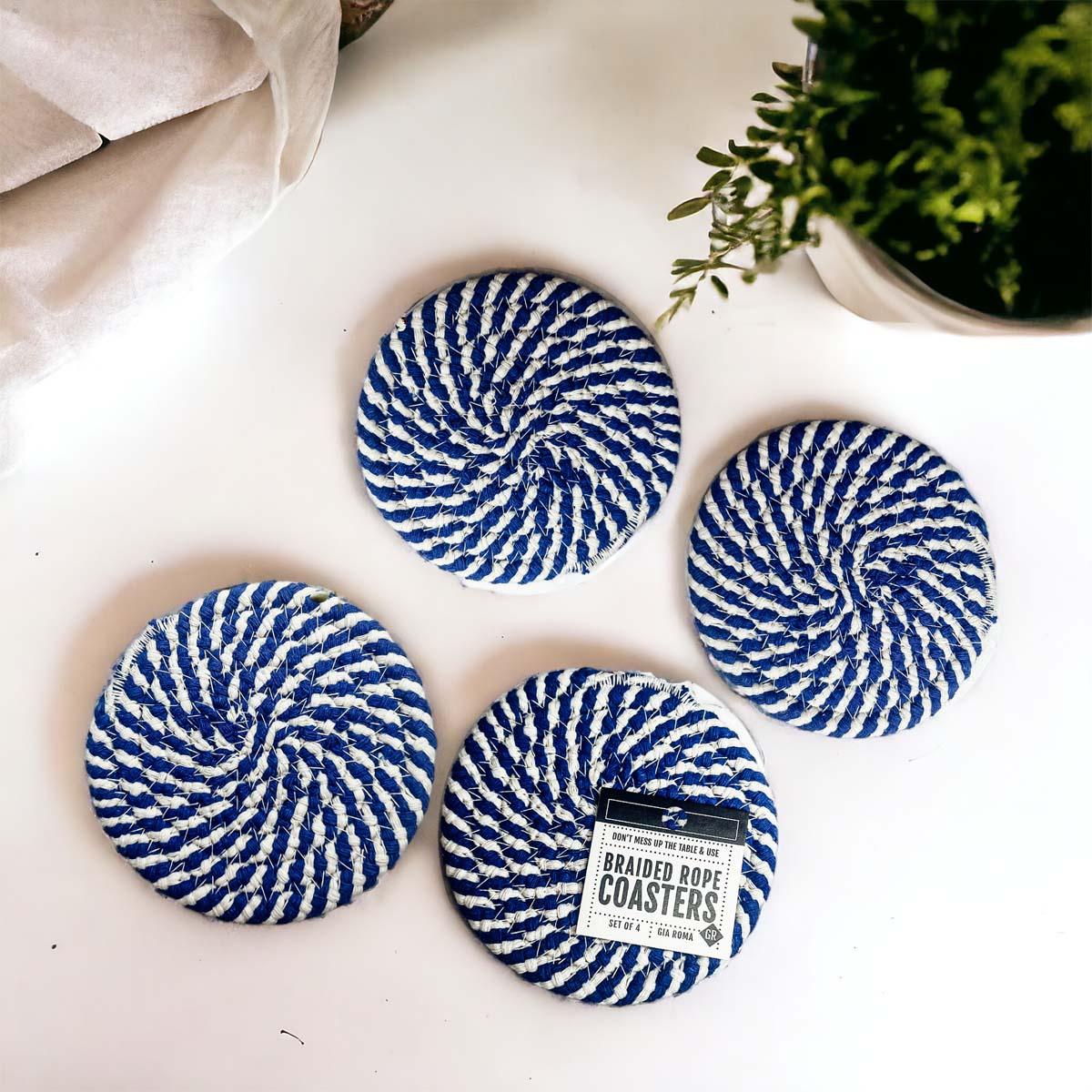 Beach house gift blue white braided rope coasters set
Coastal gift set blue and white braided coasters nautical
Hamptons style blue white braided rope coasters coastal decor