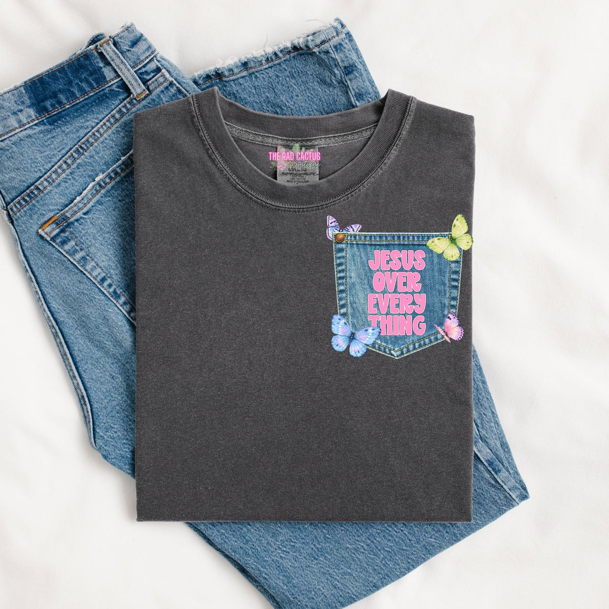Jesus Over Everything Pocket Graphic Tee or Crewneck Sweatshirt