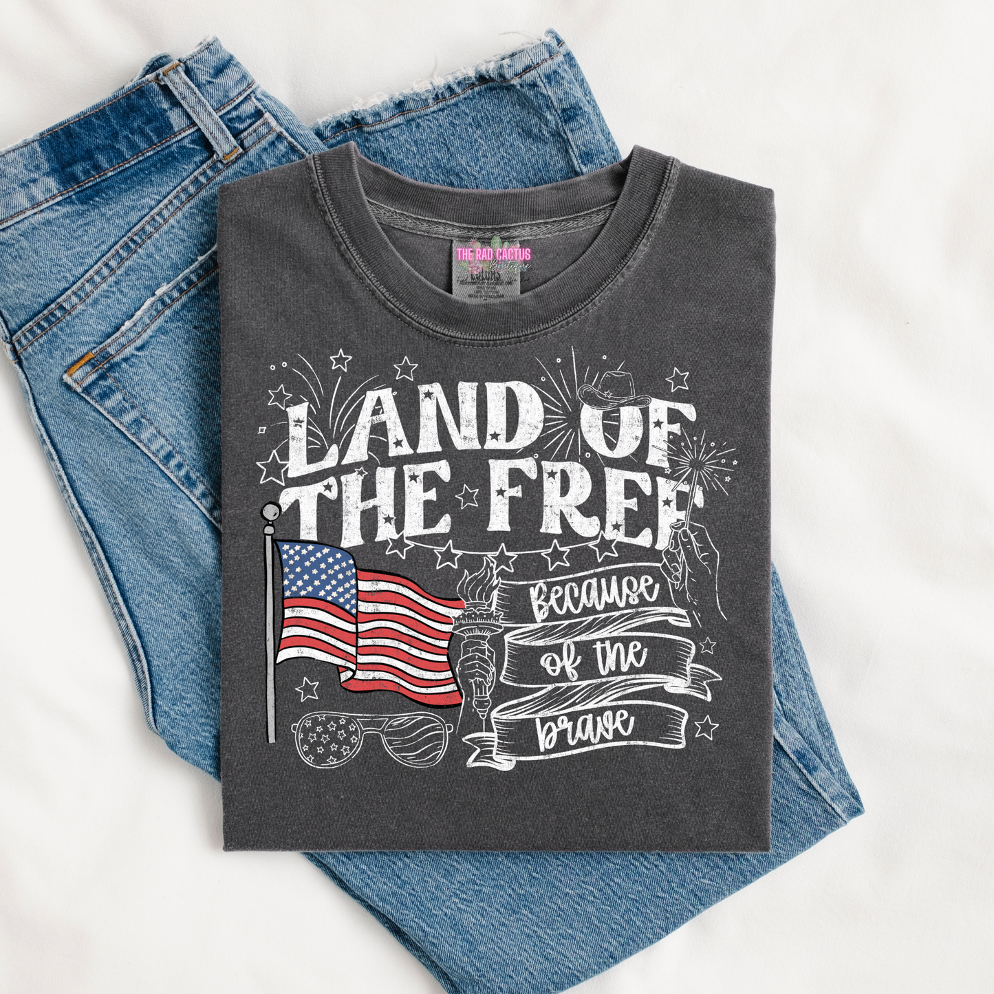 Land of the Free Because of the Brave Graphic Tee or Crewneck Sweatshirt