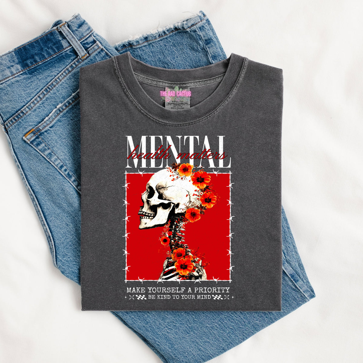 Mental Health Matters White Detail Graphic Tee or Crewneck