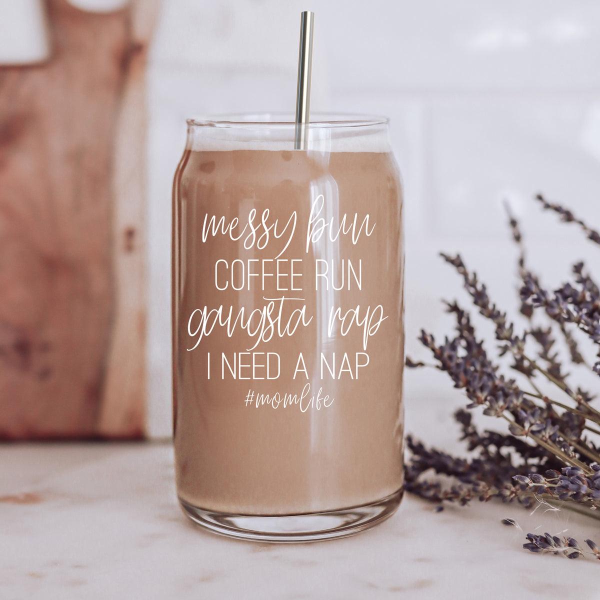 Messy Bun Glass Cup