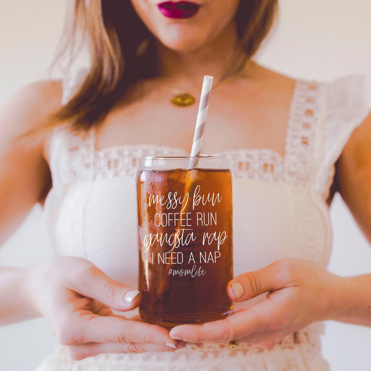Messy Bun Glass Cup