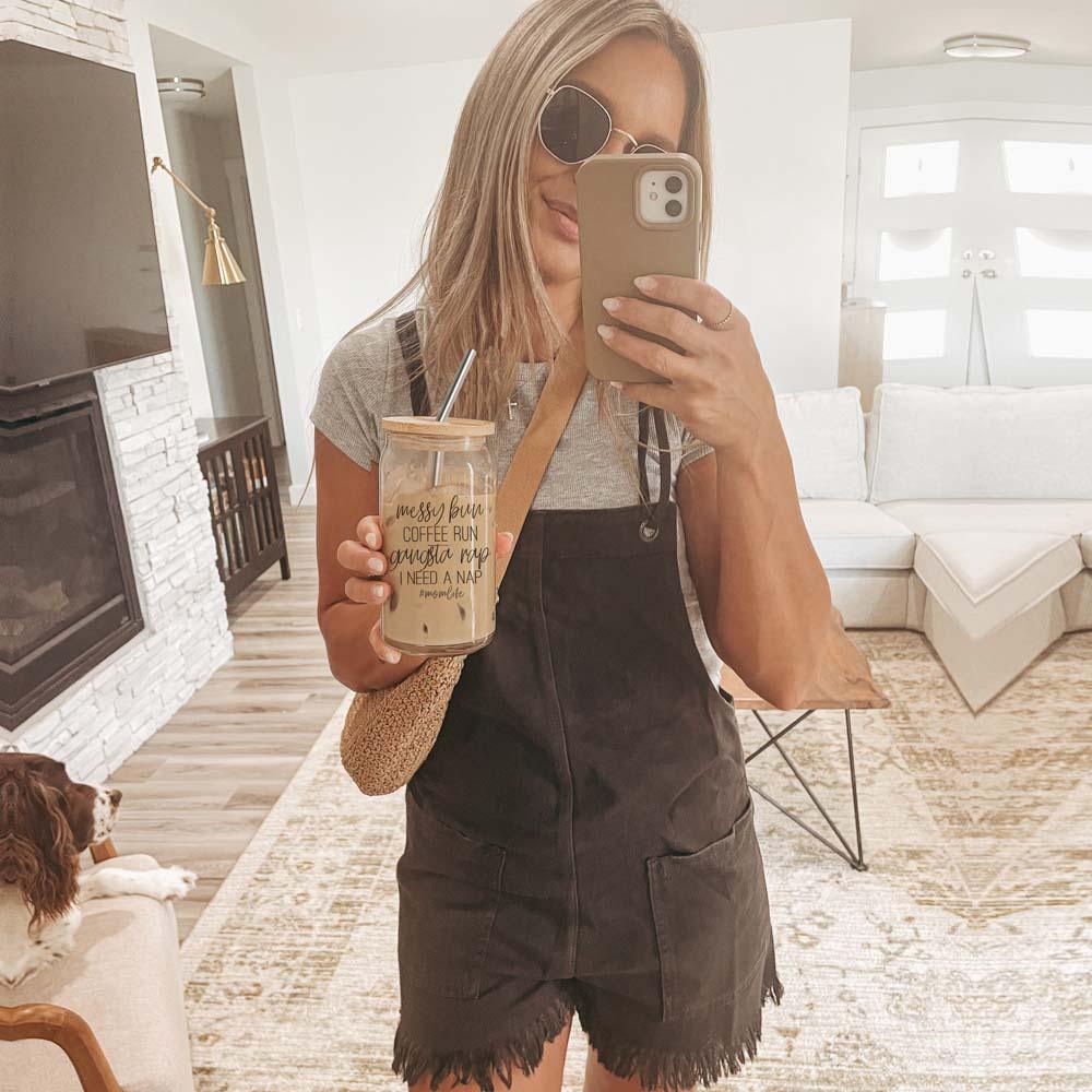 Messy Bun Glass Cup