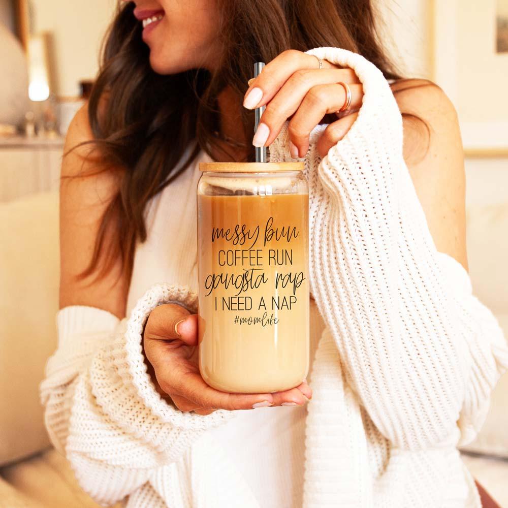 Messy Bun Glass Cup