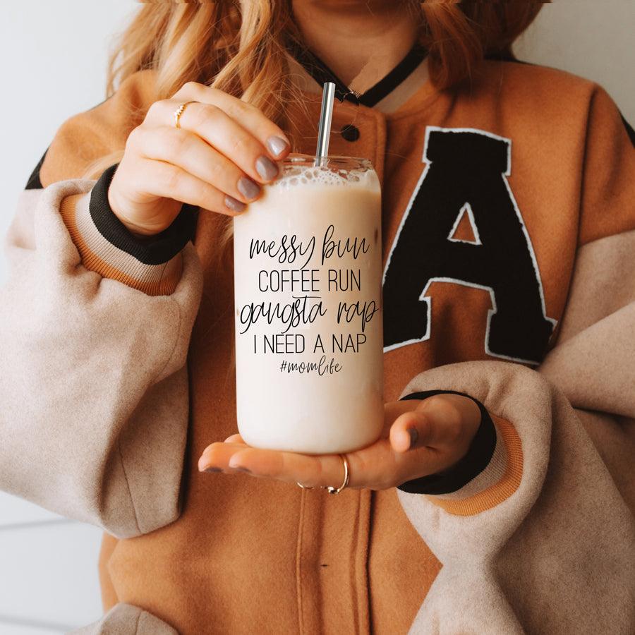 Messy Bun Glass Cup