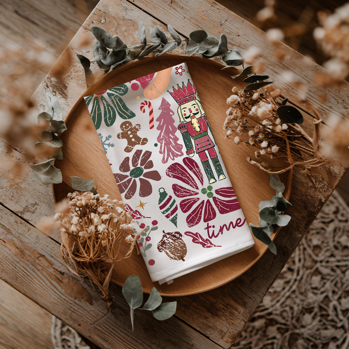 Boho Floral Nutcracker Towel