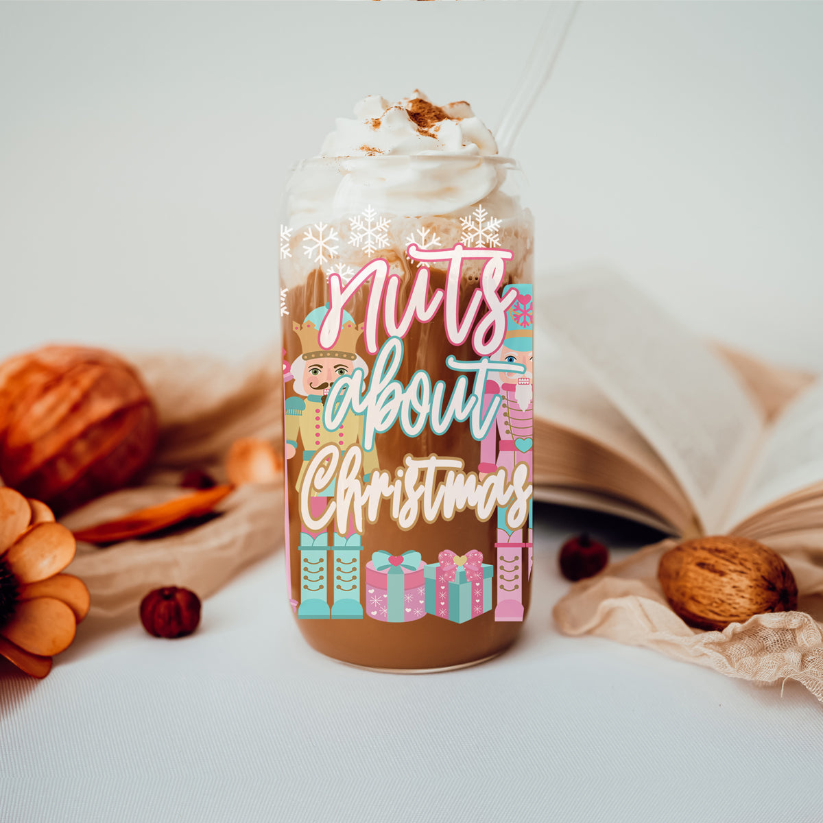 Nutcracker Nuts About Christmas Glass Cup