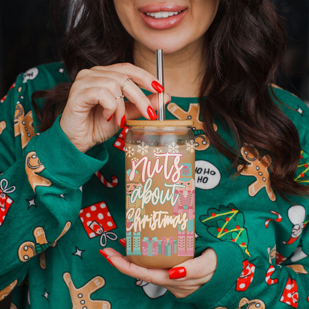 Nutcracker Nuts About Christmas Glass Cup