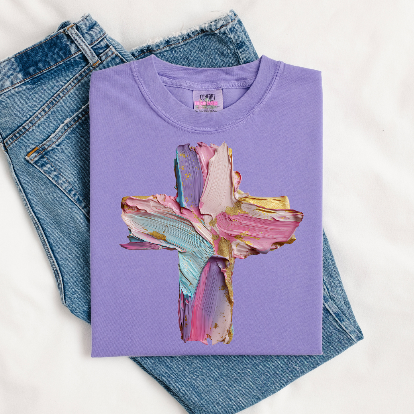 Painted Faith Cross Graphic Tee or Crewneck Sweatshirt