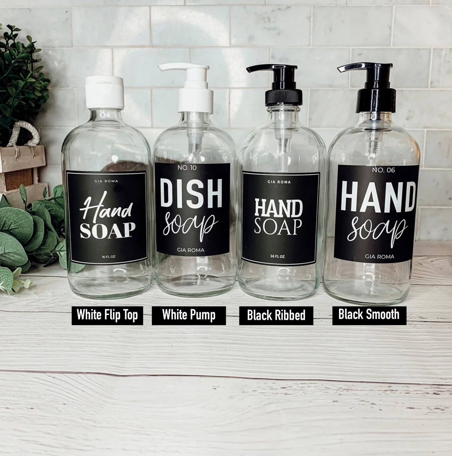 16oz Glass Clear Dispenser | White Label