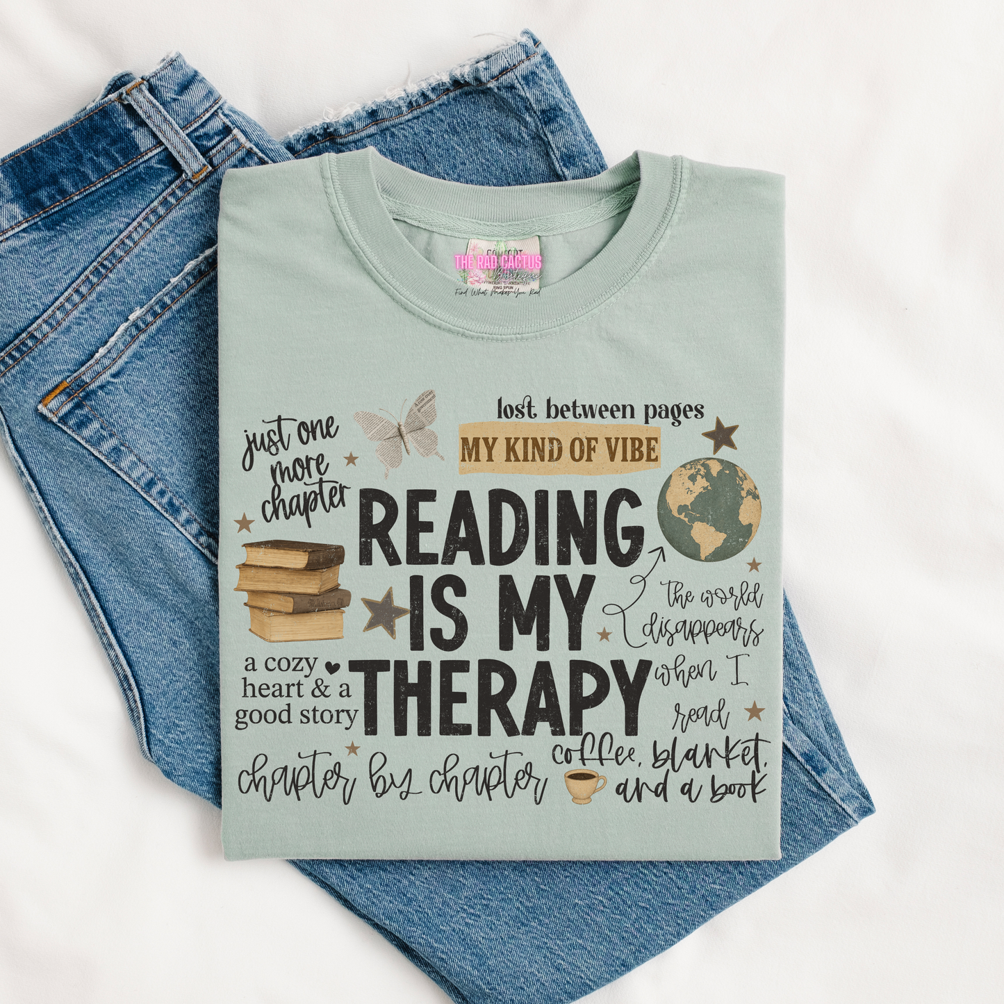 Reading Is My Therapy Graphic Tee or Crewneck Sweatshirt