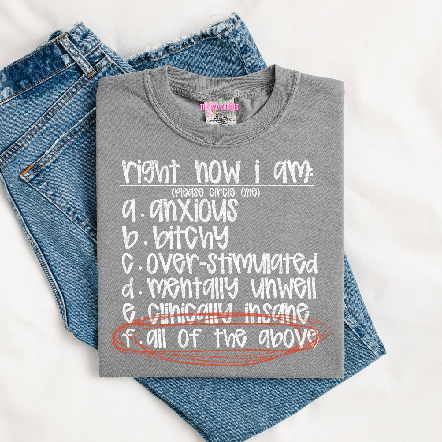 Right Now I Am White Ink Graphic Tee or Crewneck Sweatshirt