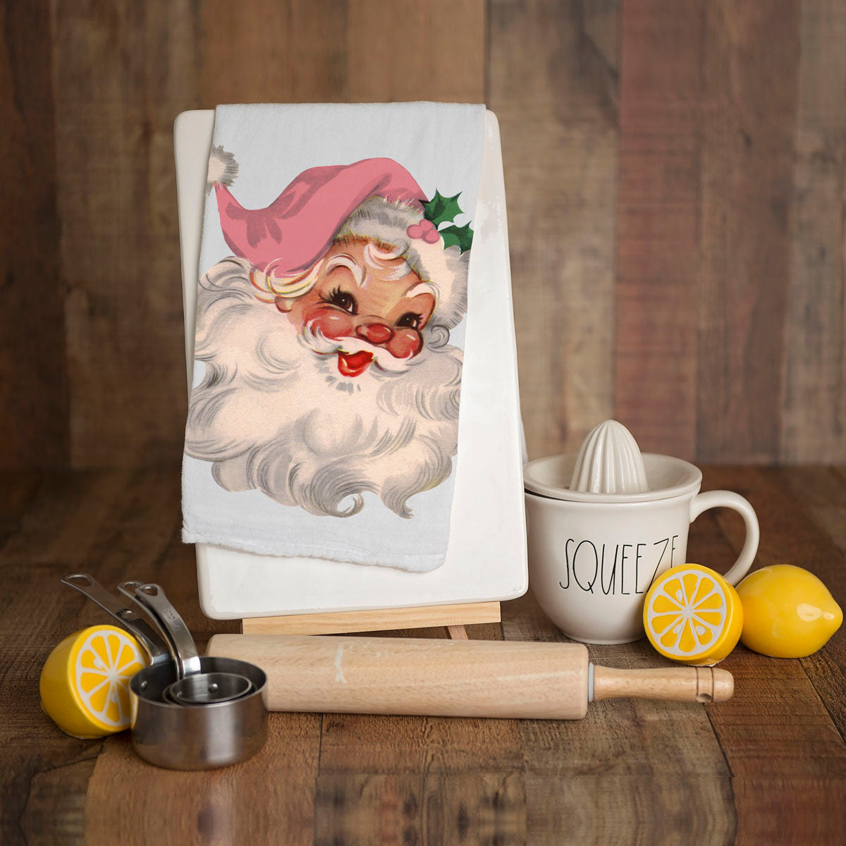 Vintage Pink Santa Towel