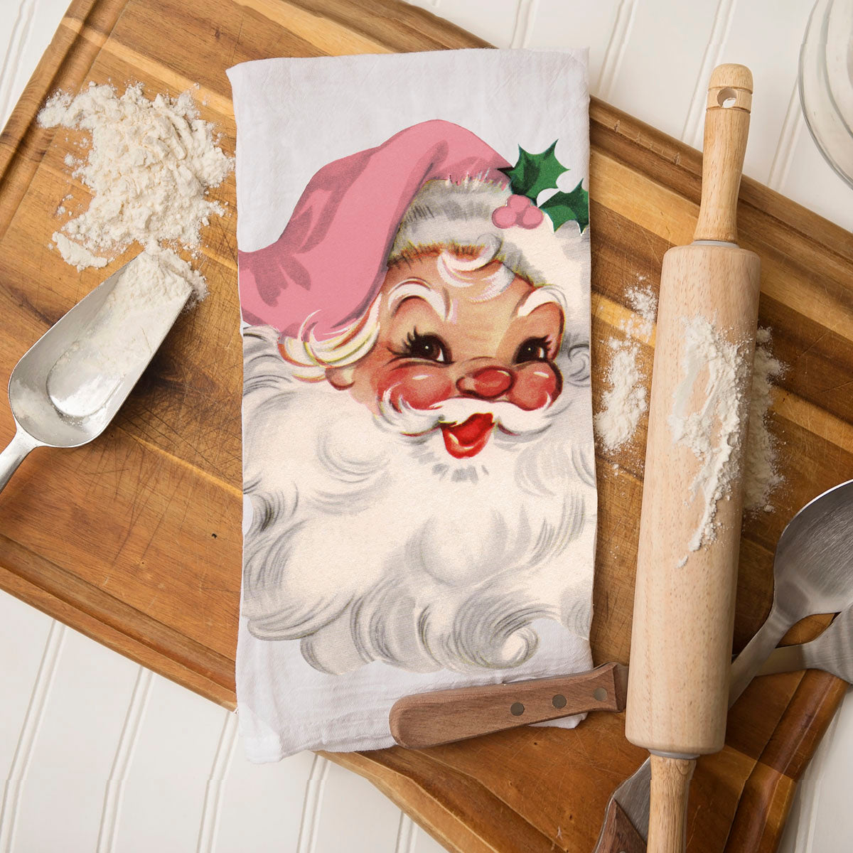 Vintage Pink Santa Towel