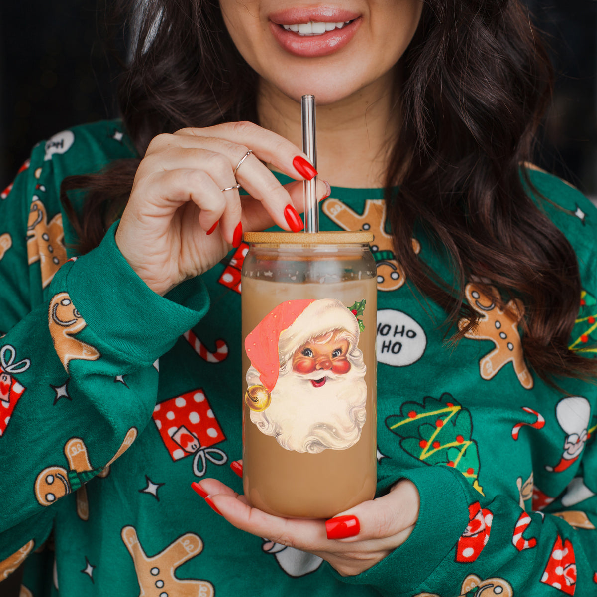 Vintage Santa Glass Cup
