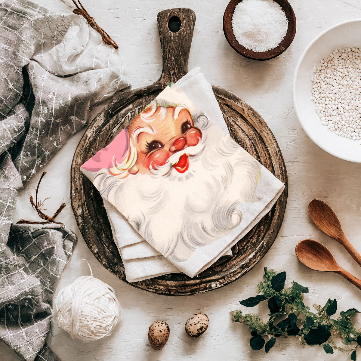 Vintage Pink Santa Towel