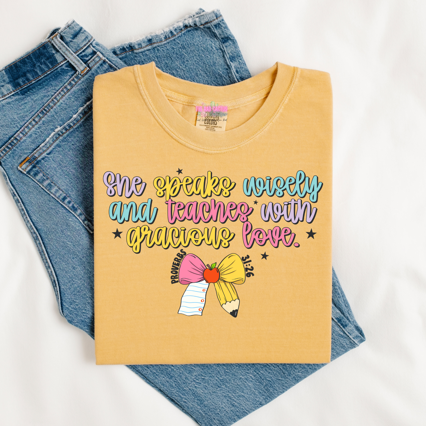 She Speaks Wisely and Teaches with Gracious Love Graphic Tee or Crewneck Sweatshirt