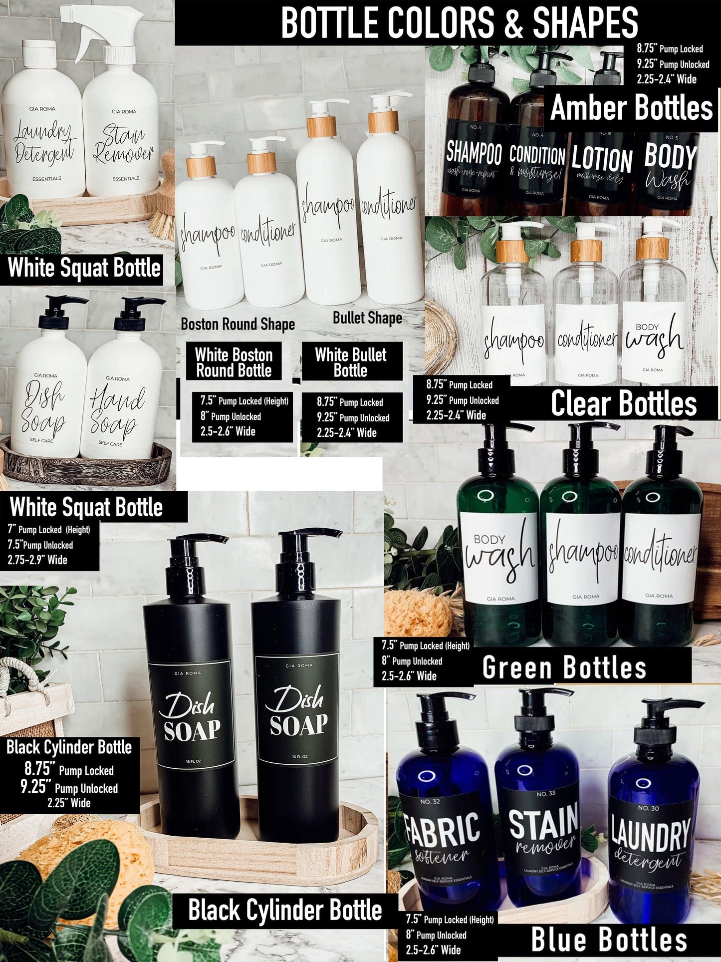 16oz Plastic Black Bottle Dispenser