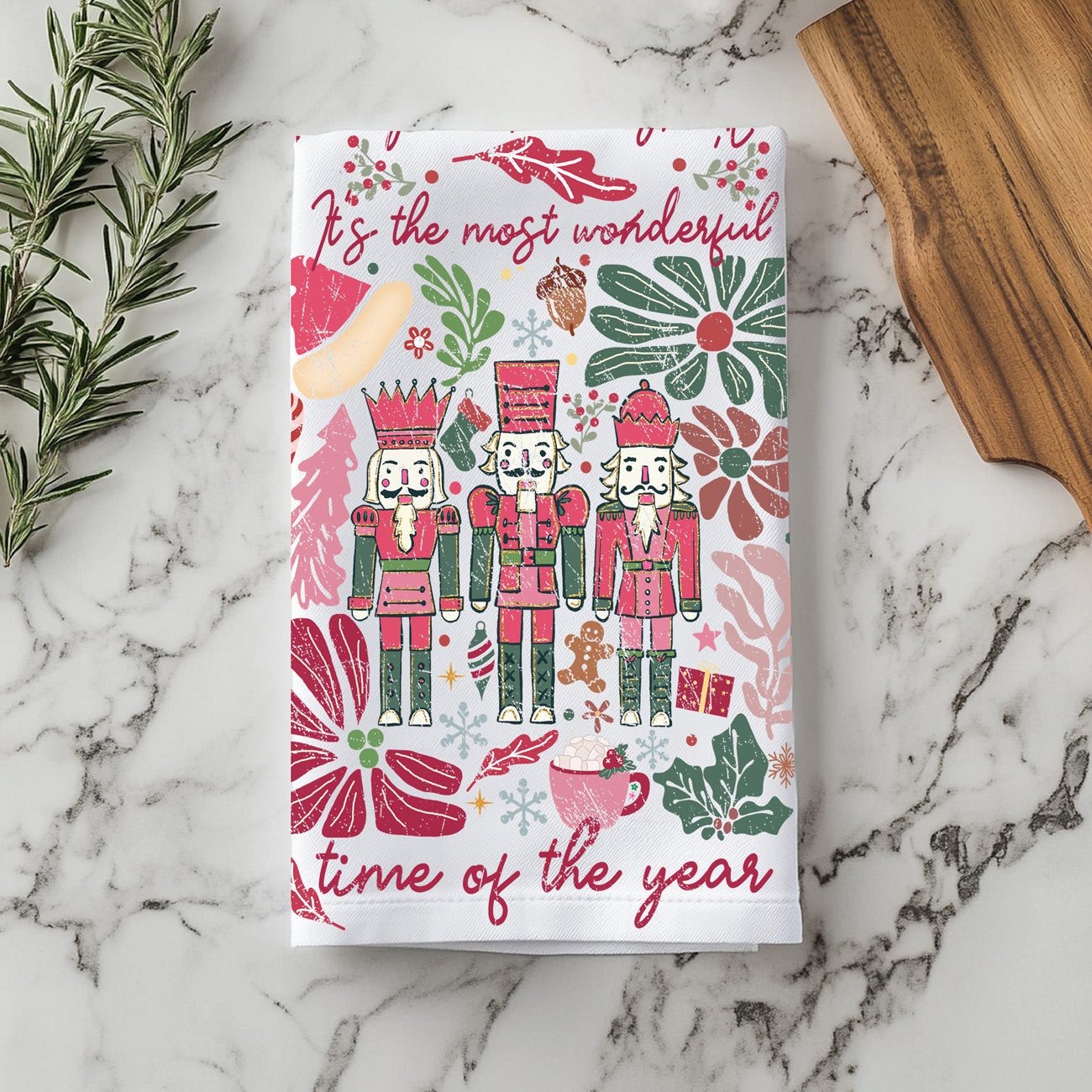 Boho floral nutcracker Christmas kitchen towel
Nutcracker Christmas kitchen towel boho design
Holiday kitchen towel nutcracker pattern