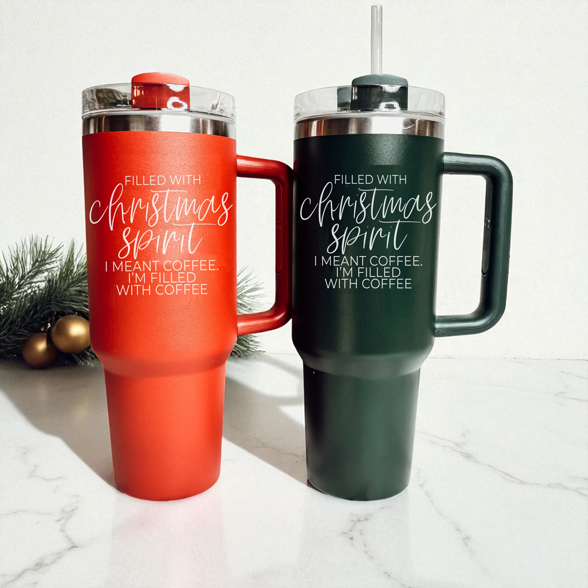 Christmas coffee lover tumbler 40oz
Holiday coffee addict tumbler red green
Christmas caffeine tumbler 40oz
Coffee themed Christmas tumbler 40oz
Holiday coffee humor tumbler - filled with Christmas spirit I meant coffee Im filled with coffee