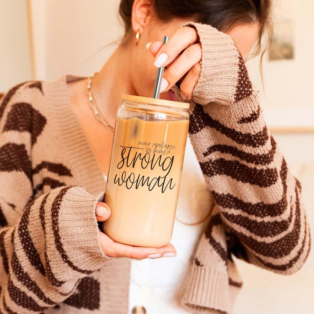 Strong Woman Glass Cup