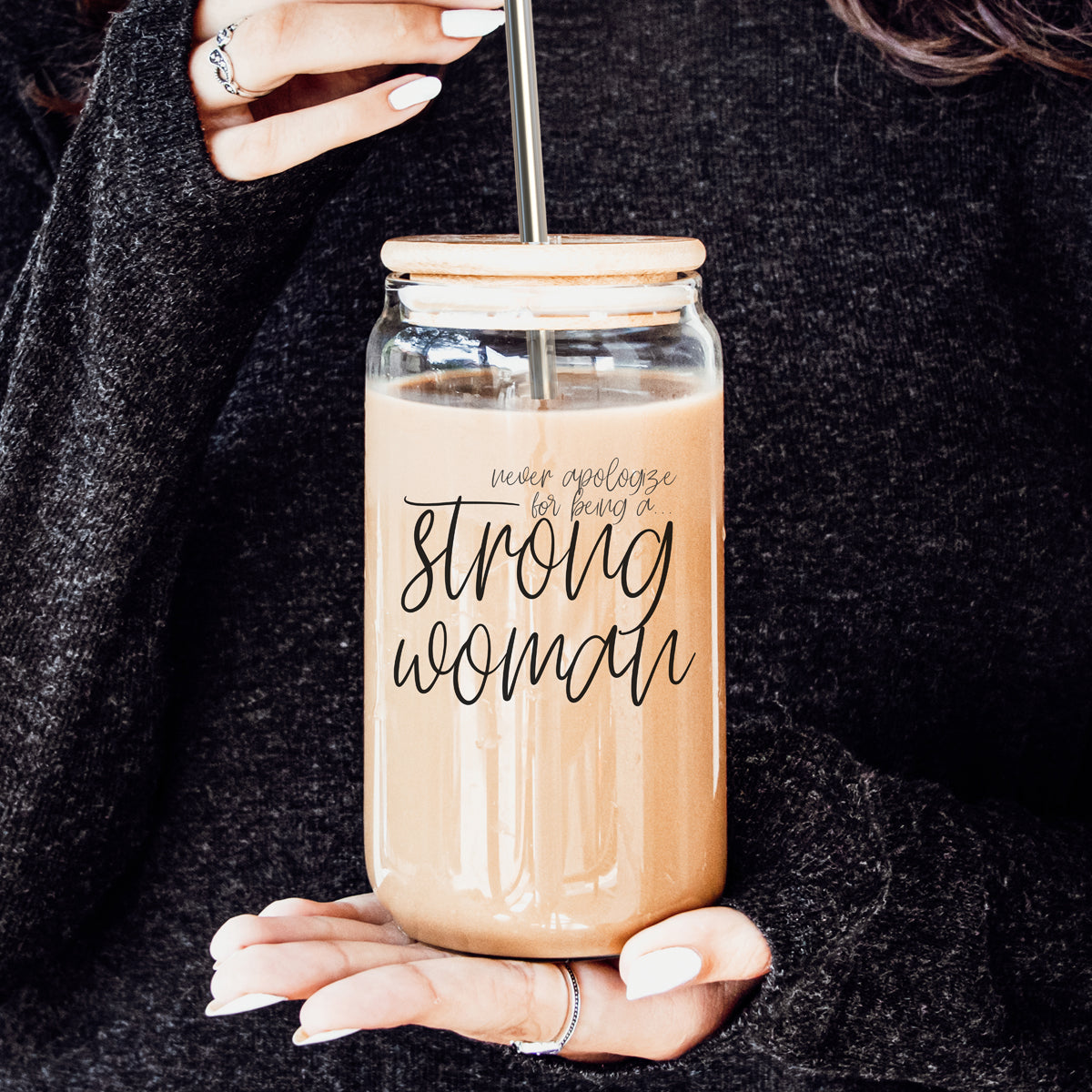 Strong Woman Glass Cup