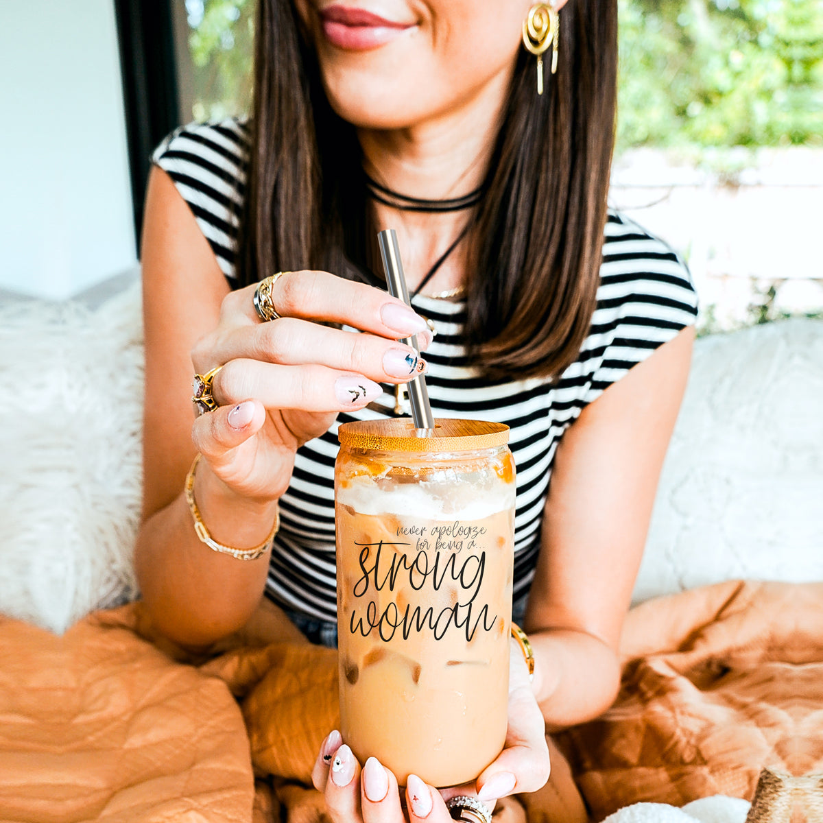 Strong Woman Glass Cup