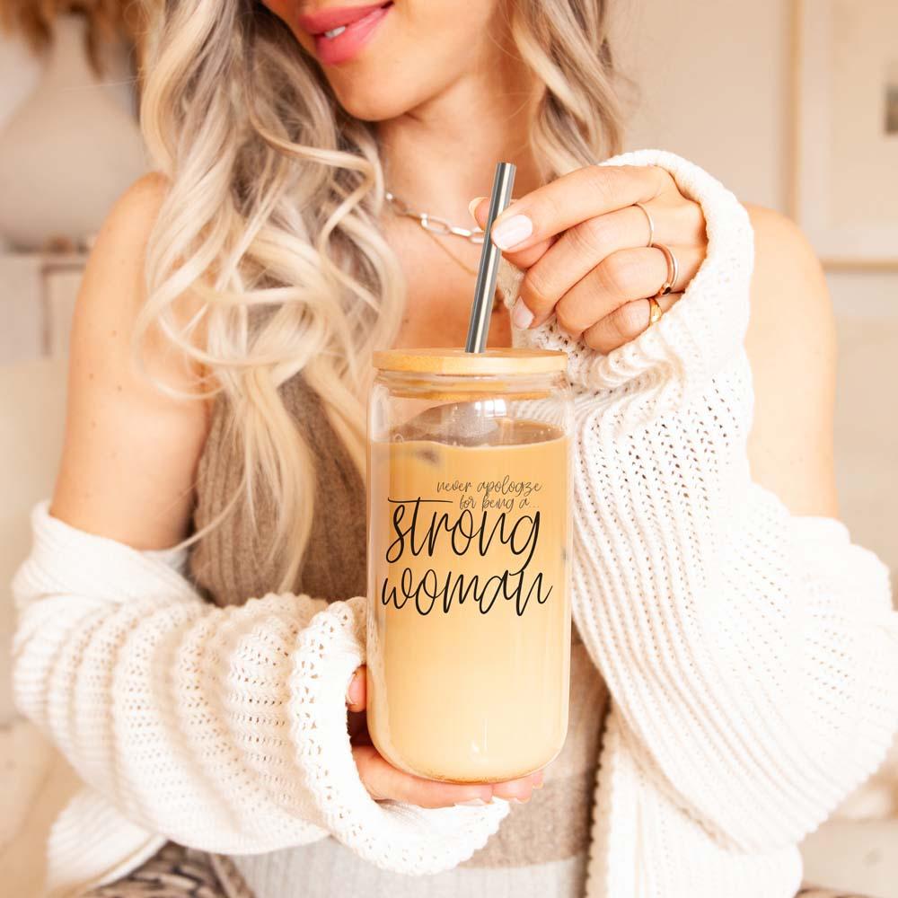 Strong Woman Glass Cup