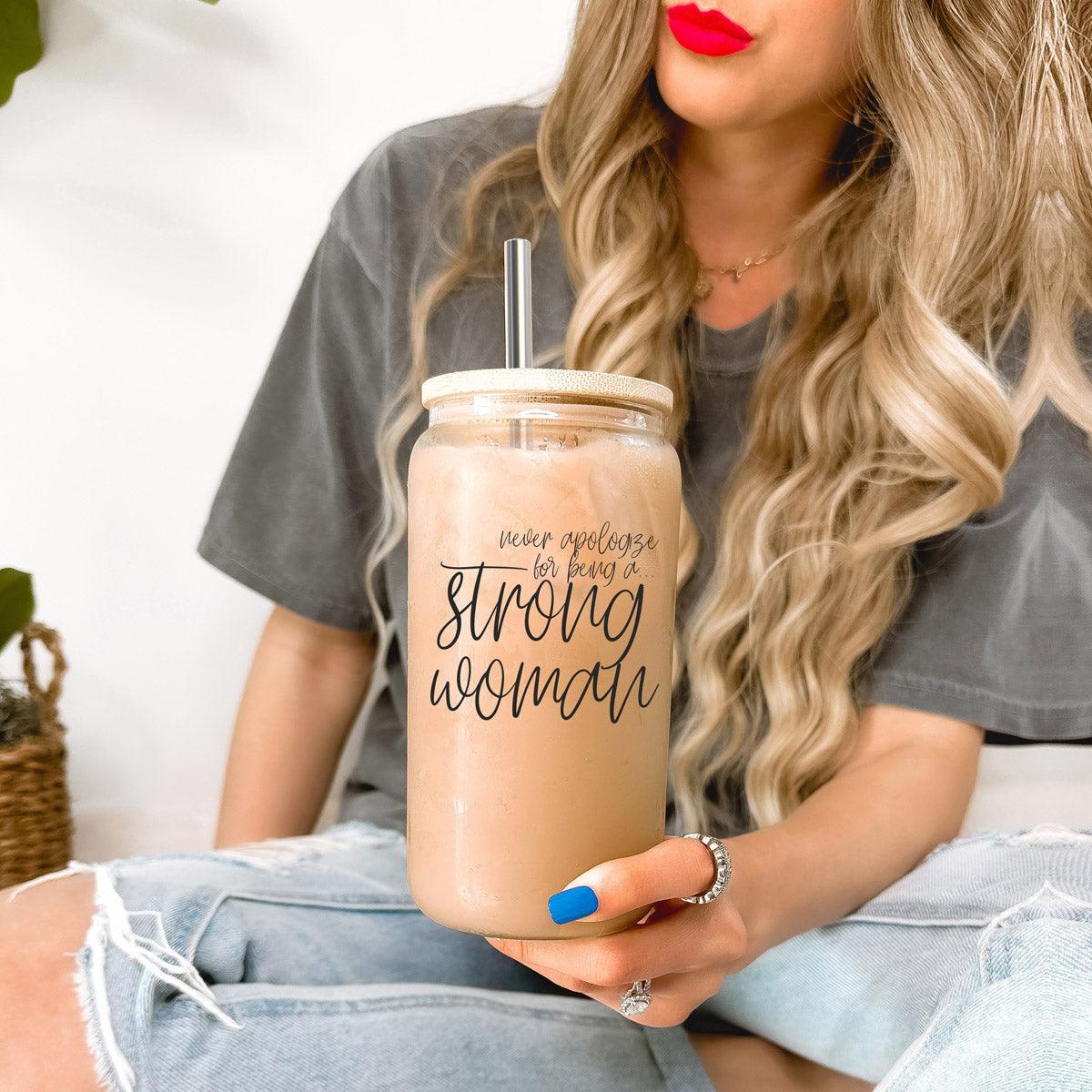 Strong Woman Glass Cup