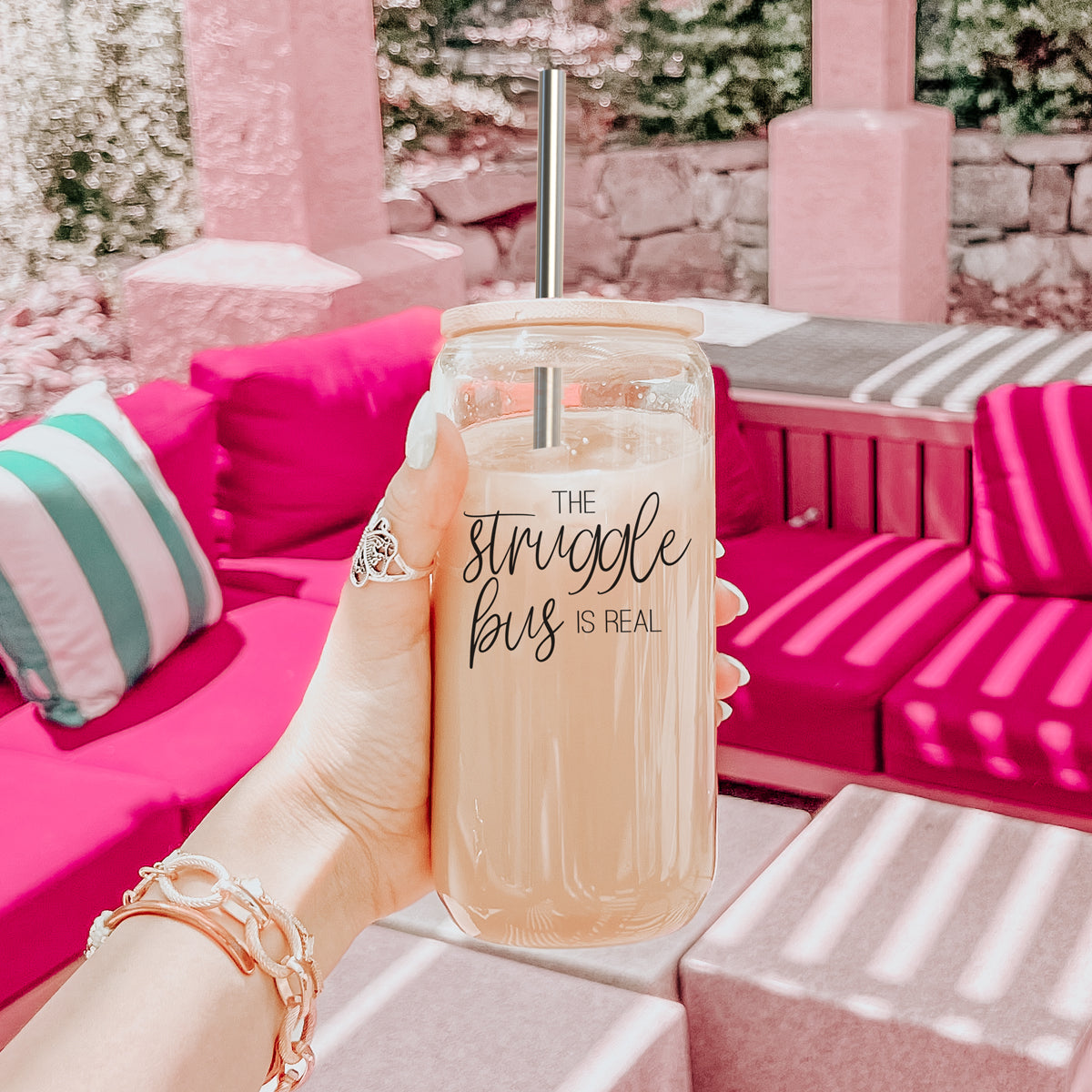 Struggle Bus Glass Cup