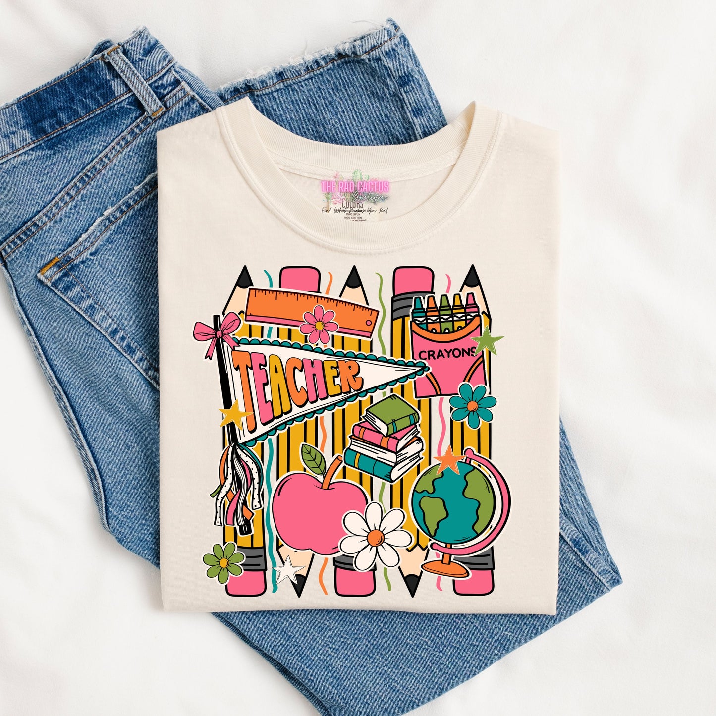Teacher Pennant Graphic Tee or Crewneck Sweatshirt