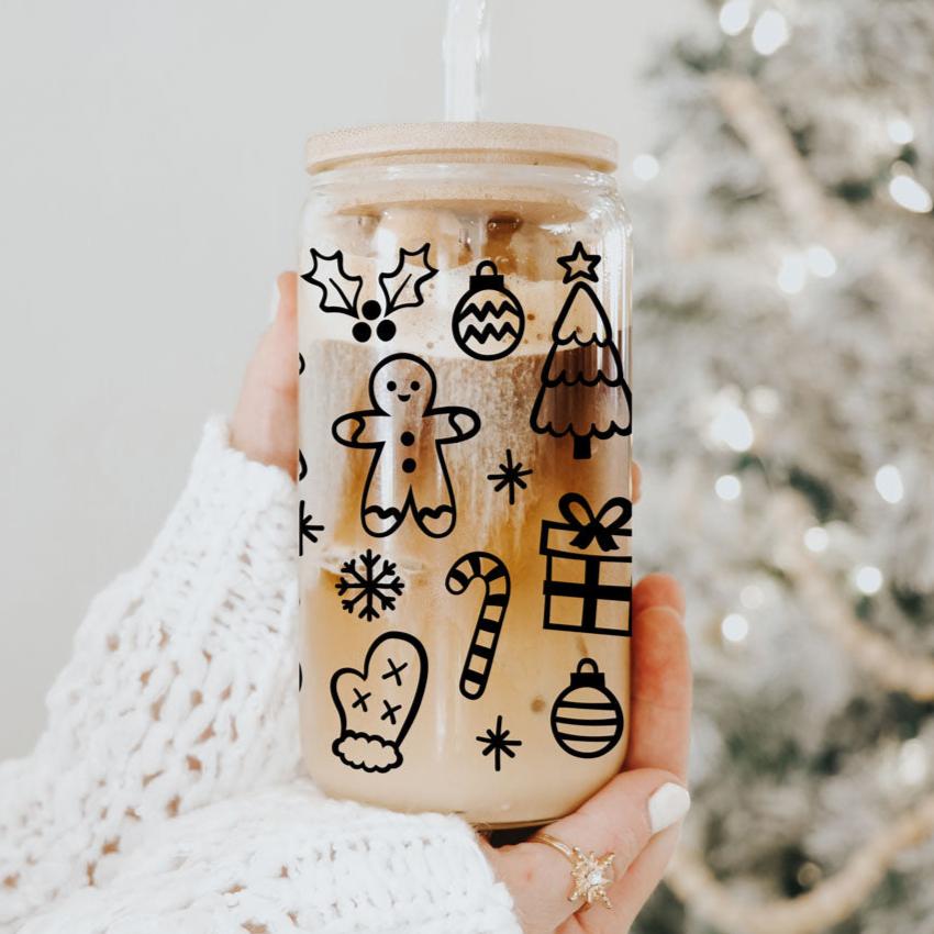Cute Christmas Libbey Glass Can Cups