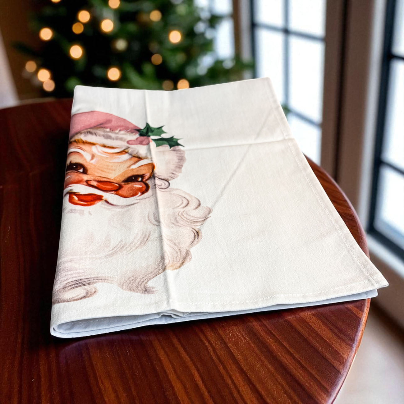 Holiday kitchen towel vintage pink Santa
Pink Santa Christmas kitchen essentials
Vintage pink Christmas kitchen towel
Vintage holiday kitchen towel Santa