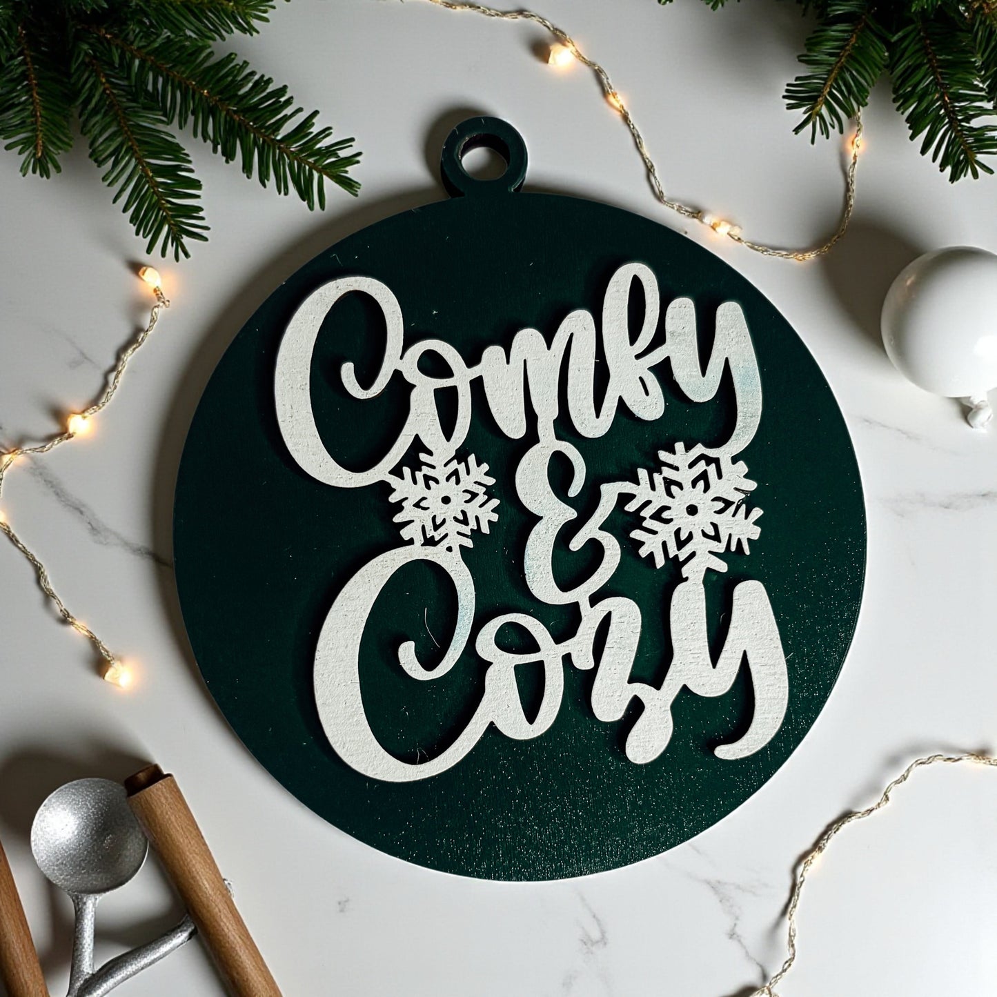Hunter Green Christmas Decorations with string to hang.
Hanging Christmas Decor for car.
Christmas Car Decorations Handmade USA