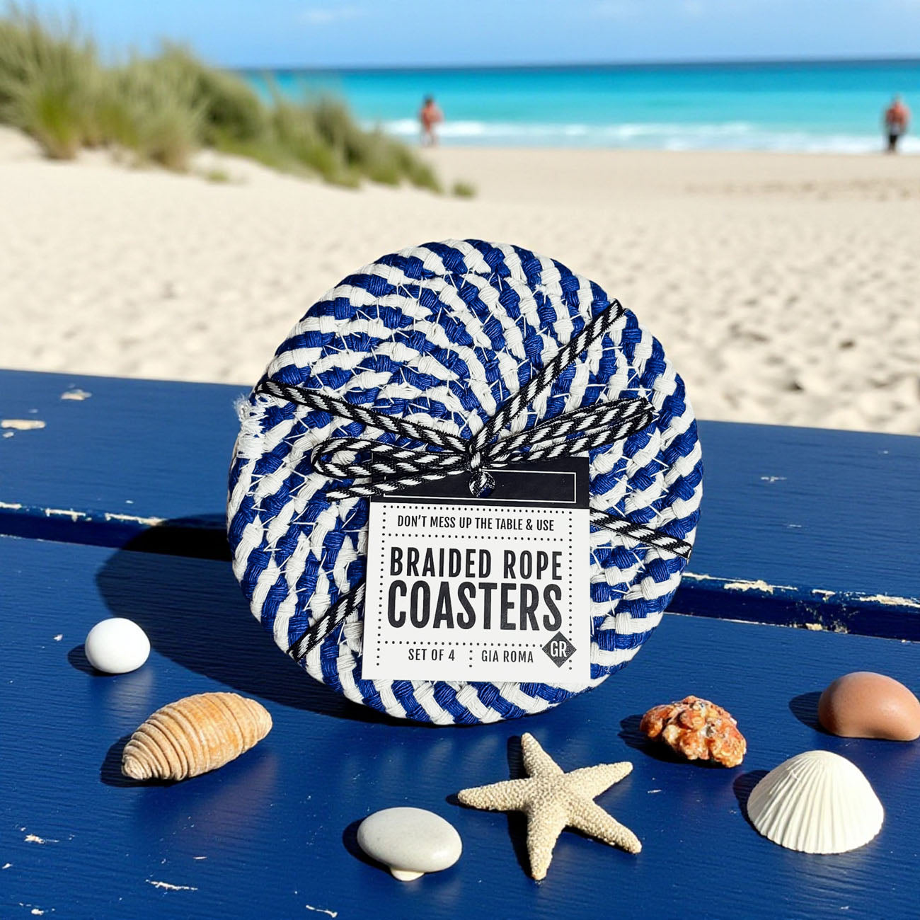 Blue Braided Coasters 4pk