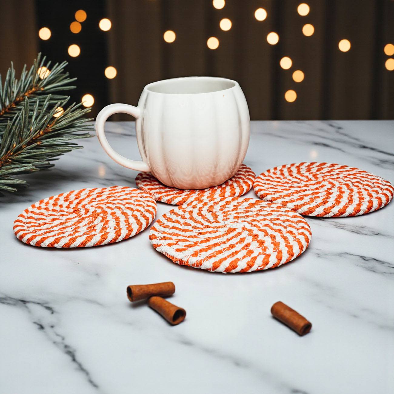 Living room coasters braided rope fall gift set neutral tones
Kitchen coasters braided rope autumn colors home decor gift
