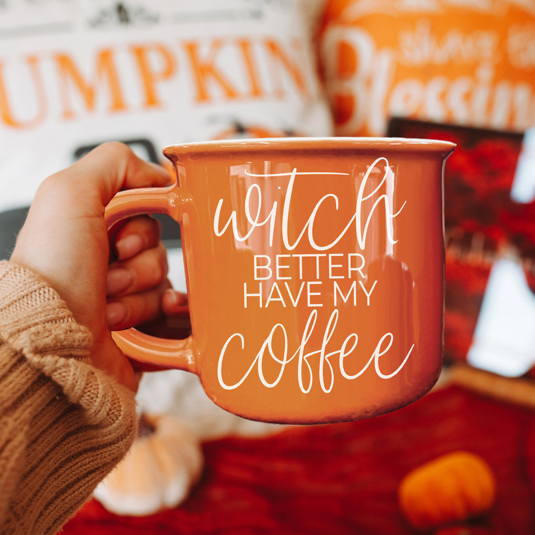 Halloween Coffee Bar Decor Orange Mug Bulk
Morning Coffee Witch Mug Humor Design