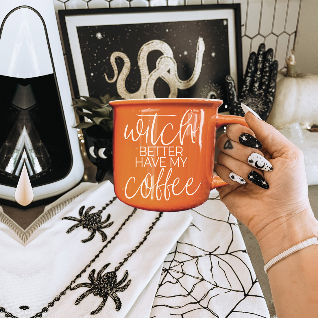 October Birthday Present Orange Coffee Cup
Witch Coffee Lover Gift Mug Halloween
Spooky Season Gift Coffee Cup Orange