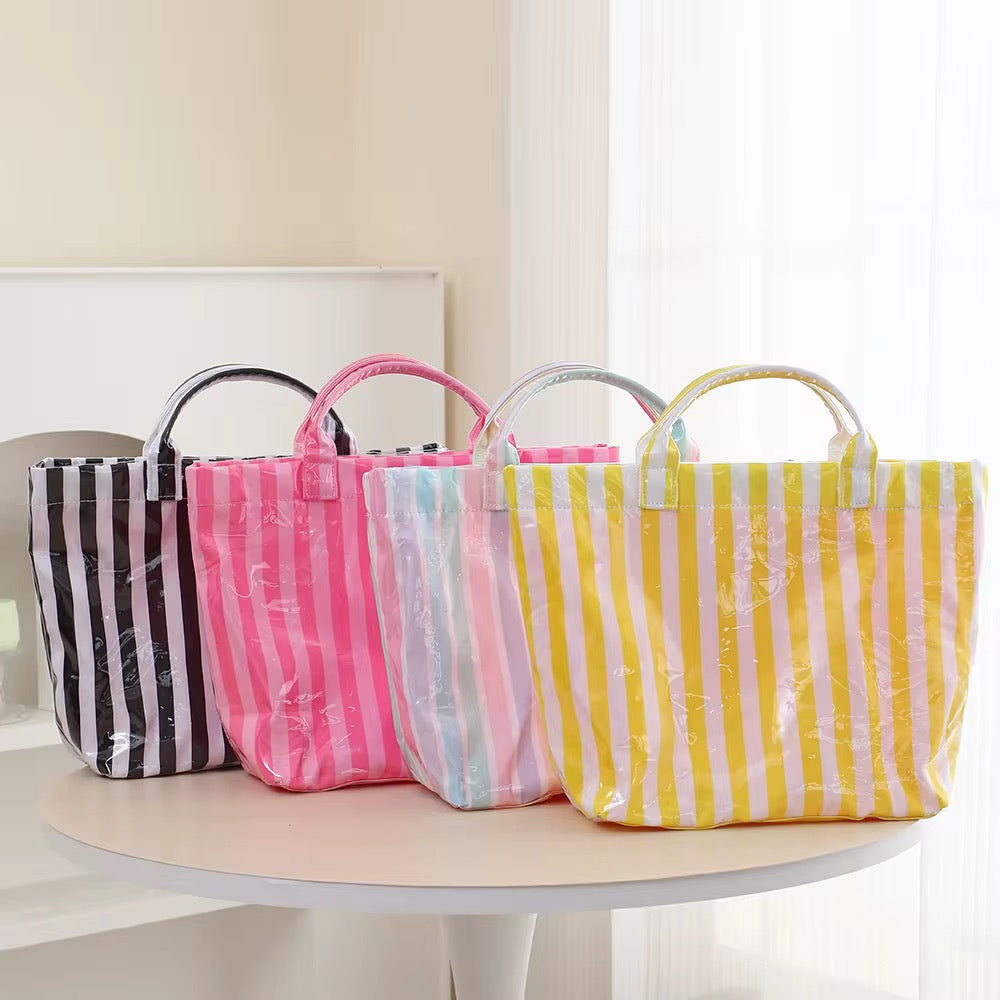 The April Vinyl Tote Bag - Stripes - PREORDER