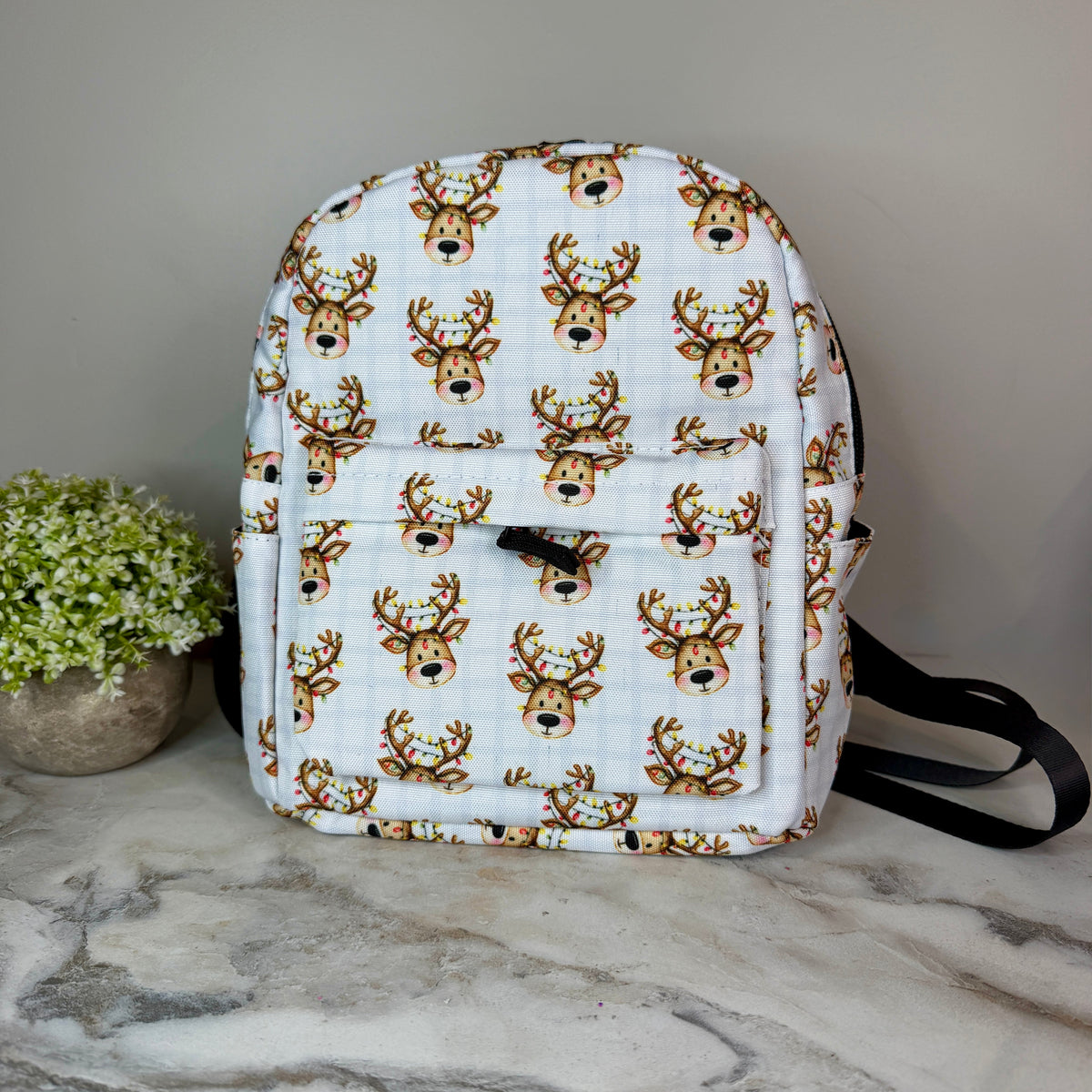 Mini Backpack - Christmas - Plaid Reindeer