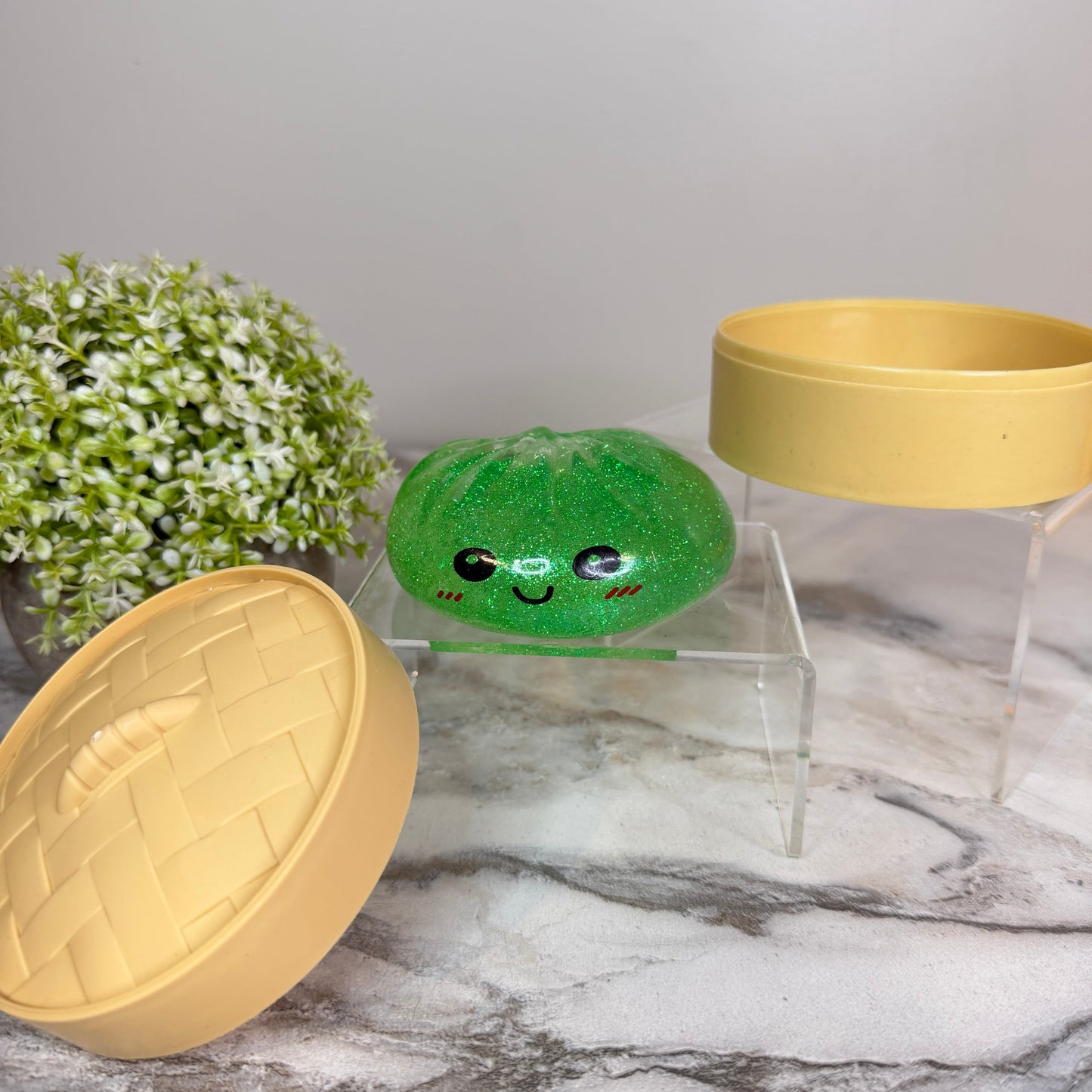 Squishy Toy - Viral Dumpling, Slow Rise Glitter - Green