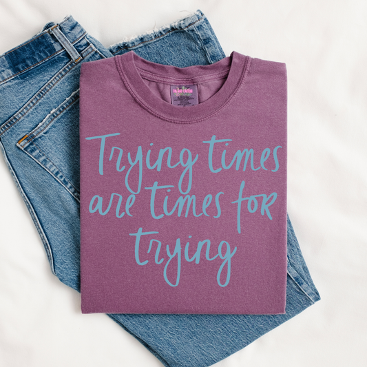 Trying Times Are Times for Trying Graphic Tee or Crewneck Sweatshirt