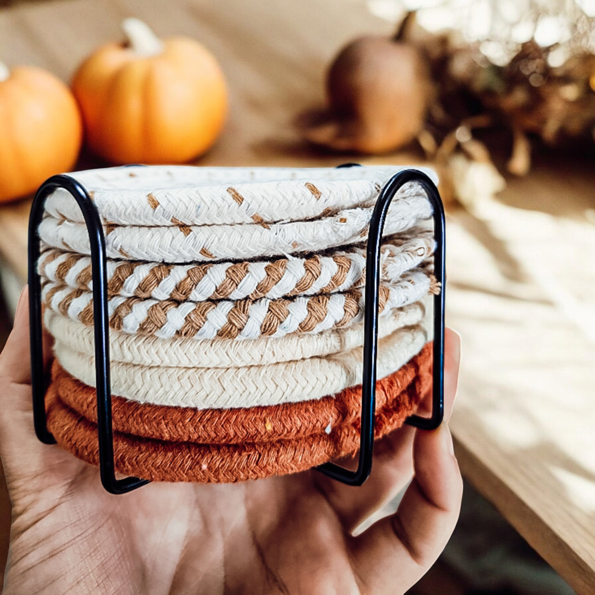 Farmhouse coasters
Boho drink coasters
Fabric table protectors